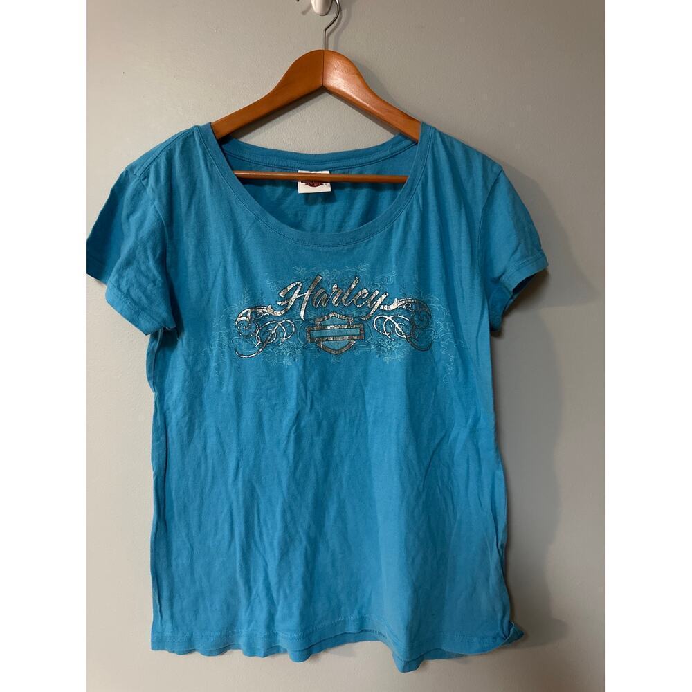 Harley-Davidson Women’s Blue Graphic T-Shirt Smith Brothers Johnson City TN L